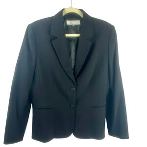 Tahari ASL Blazer Jacket Women 14 Black 2 Button Stretch Career‎ Work Classic